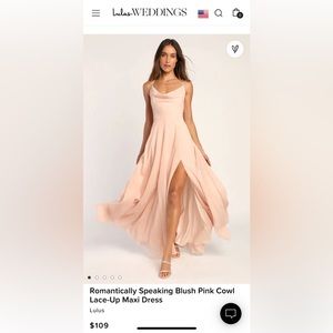 Lulus: Romantically Speaking Blush Pink Cowl Lace-Up Maxi Dress